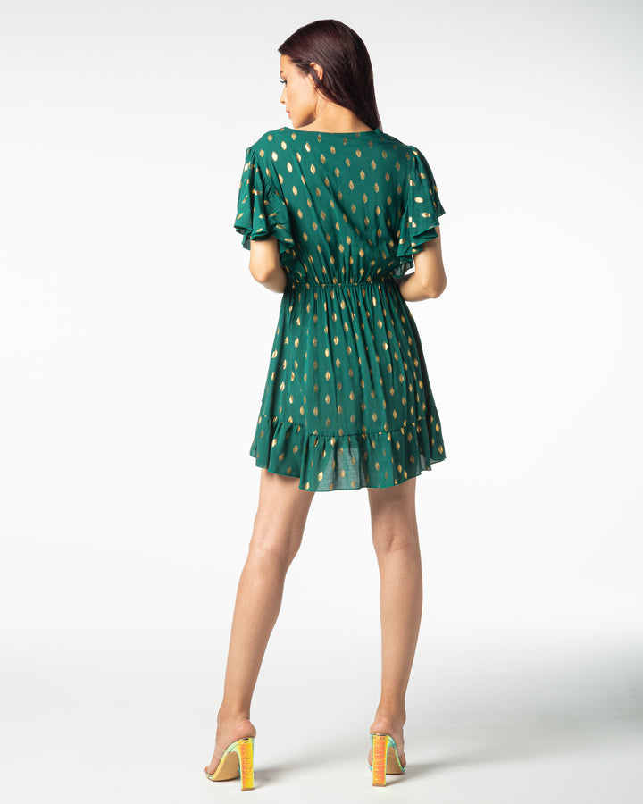 Robe courte à volants vert