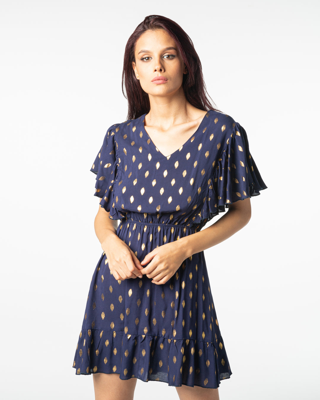 Robe courte à volants bleu